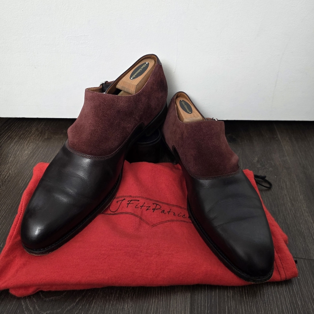 J.FitzPatrick Madrona 10.5E UK Burgundy Leather & Suede (Fits US 11.5-12)